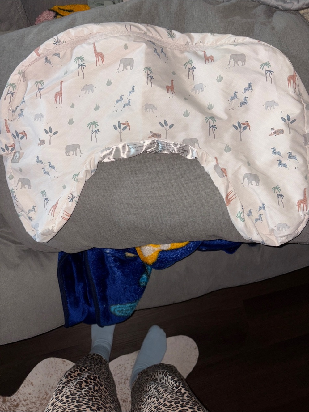 Neutral Safari Print Nursing Pillow Cover
